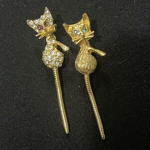 Pair Mid Century Sitting Kitties Flex Tail